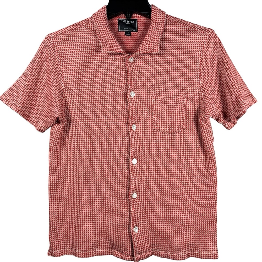 Todd Snyder Red Patterned Short-Sleeve Polo Shirt